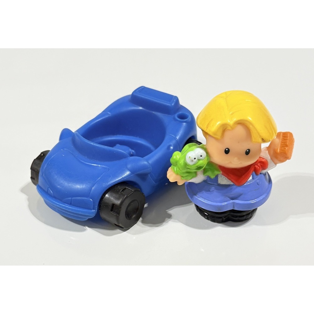 FISHER PRICE Little People - 2004 Blue Car‎ - 2005 Eddie Little Boy Green Frog